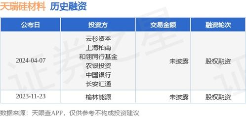 天瑞硅材料完成股權融資，云杉資本與上海柏南等信息技術咨詢服務方聯合投資
